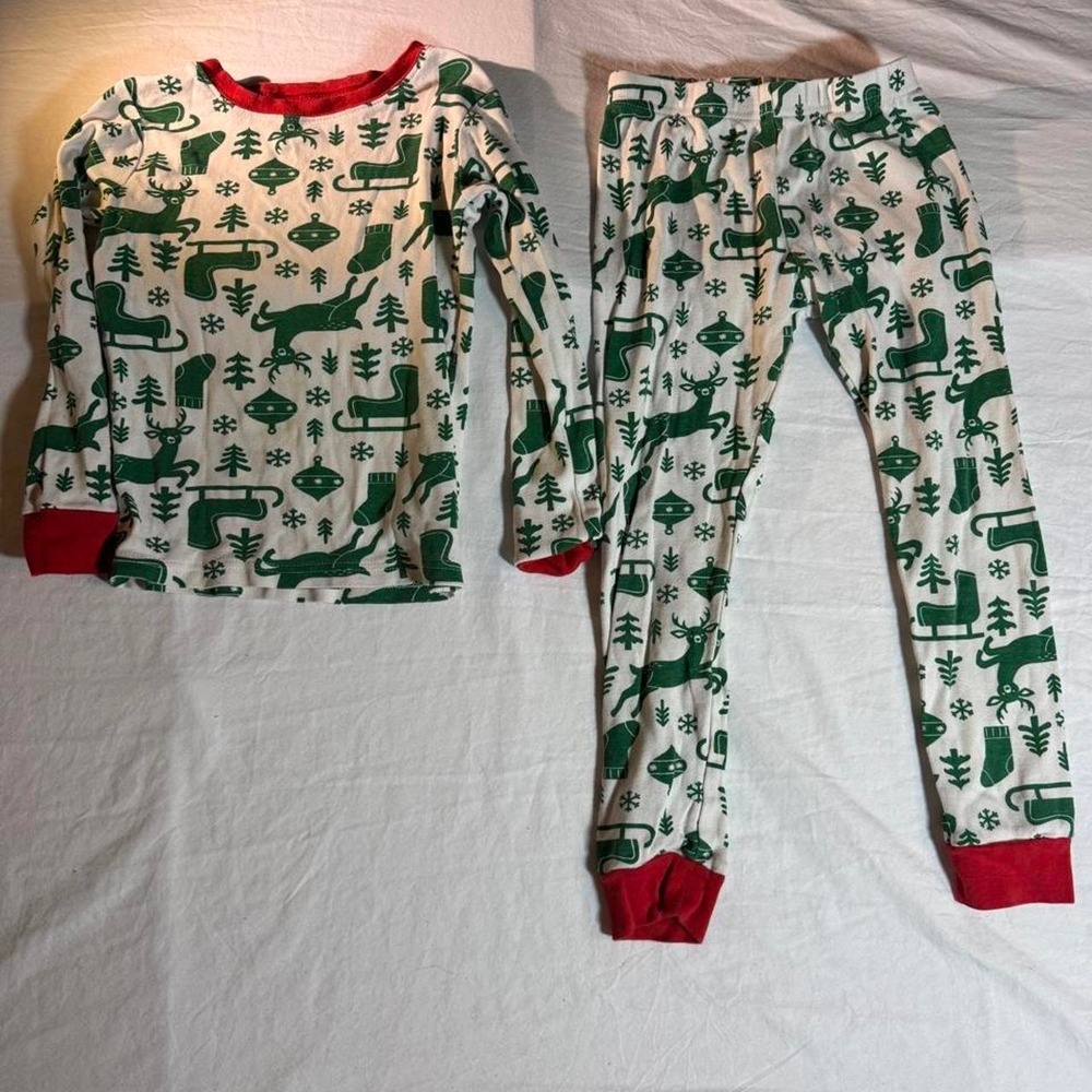 Carters Green and White Christmas Pajama Set